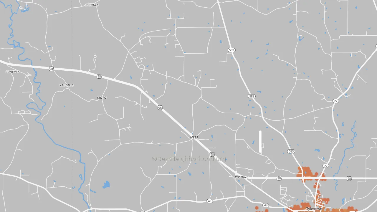 Bike Grade map of Mesa, MS