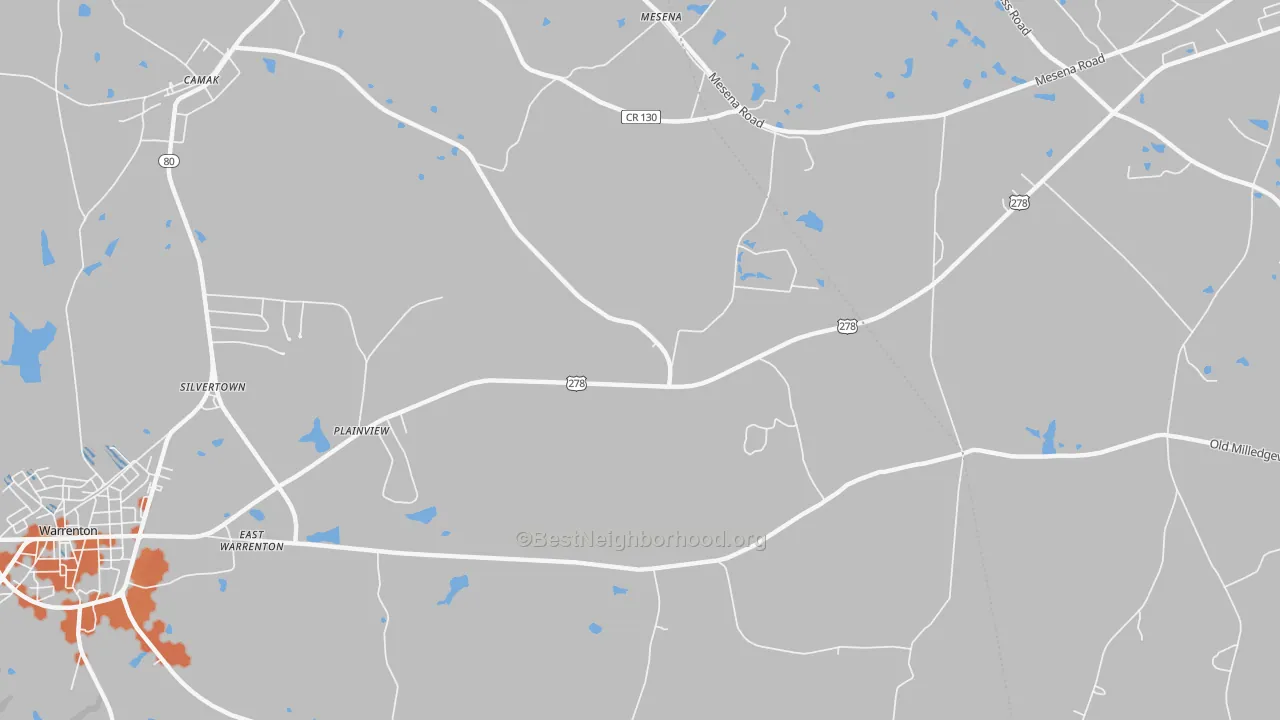 Bike Grade map of Mesena, GA