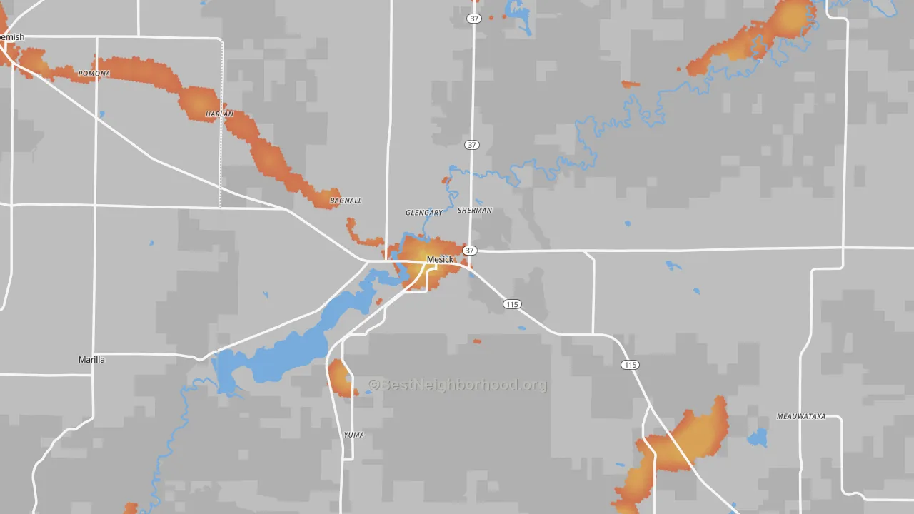 Bike Grade map of Mesick, MI