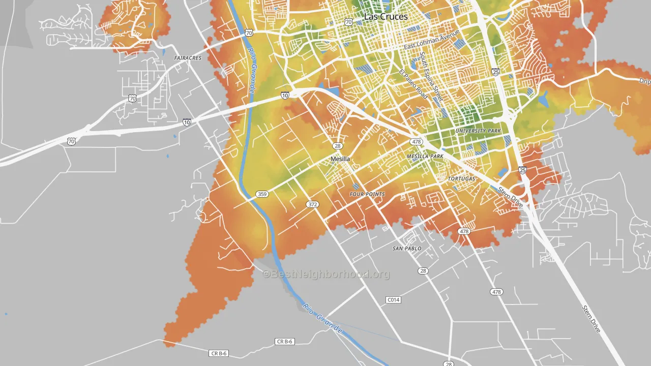 Bike Grade map of Mesilla, NM