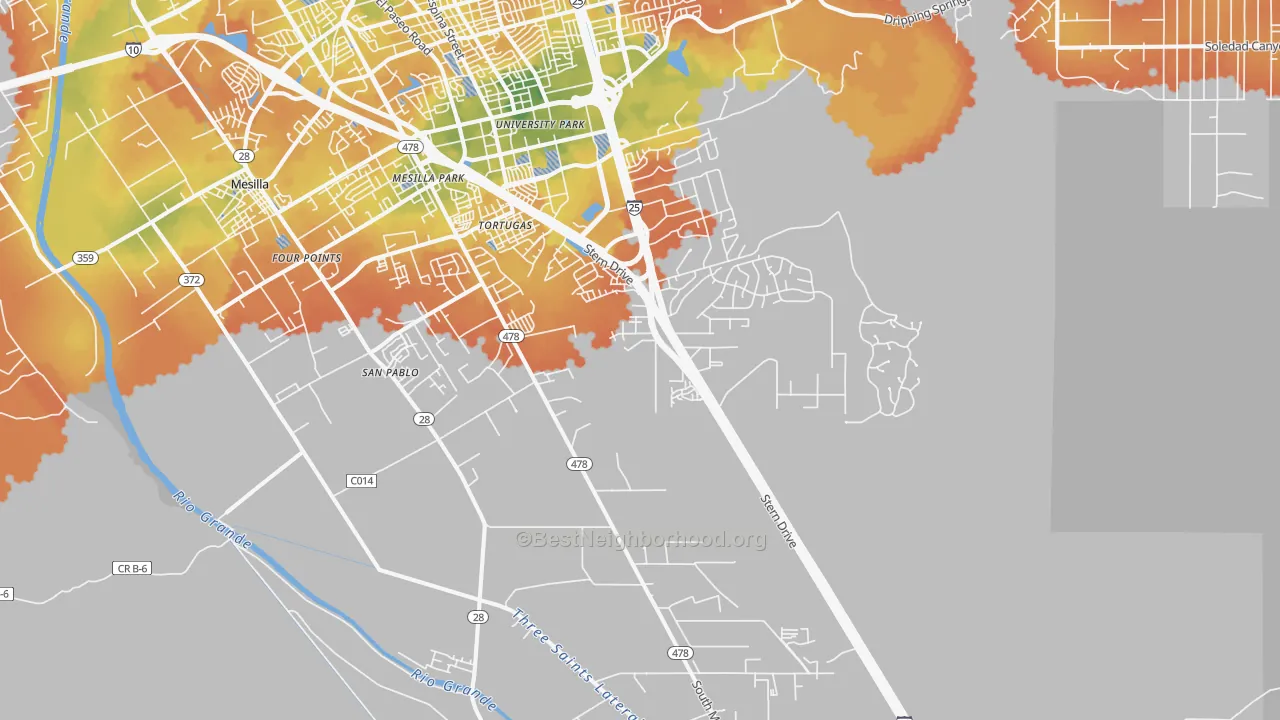 Bike Grade map of Mesilla Park, NM