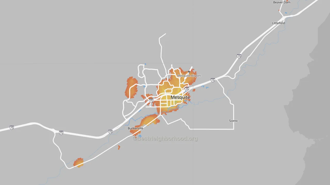 Bike Grade map of Mesquite, NV