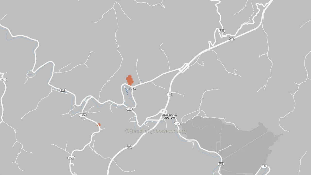 Bike Grade map of Meta, KY