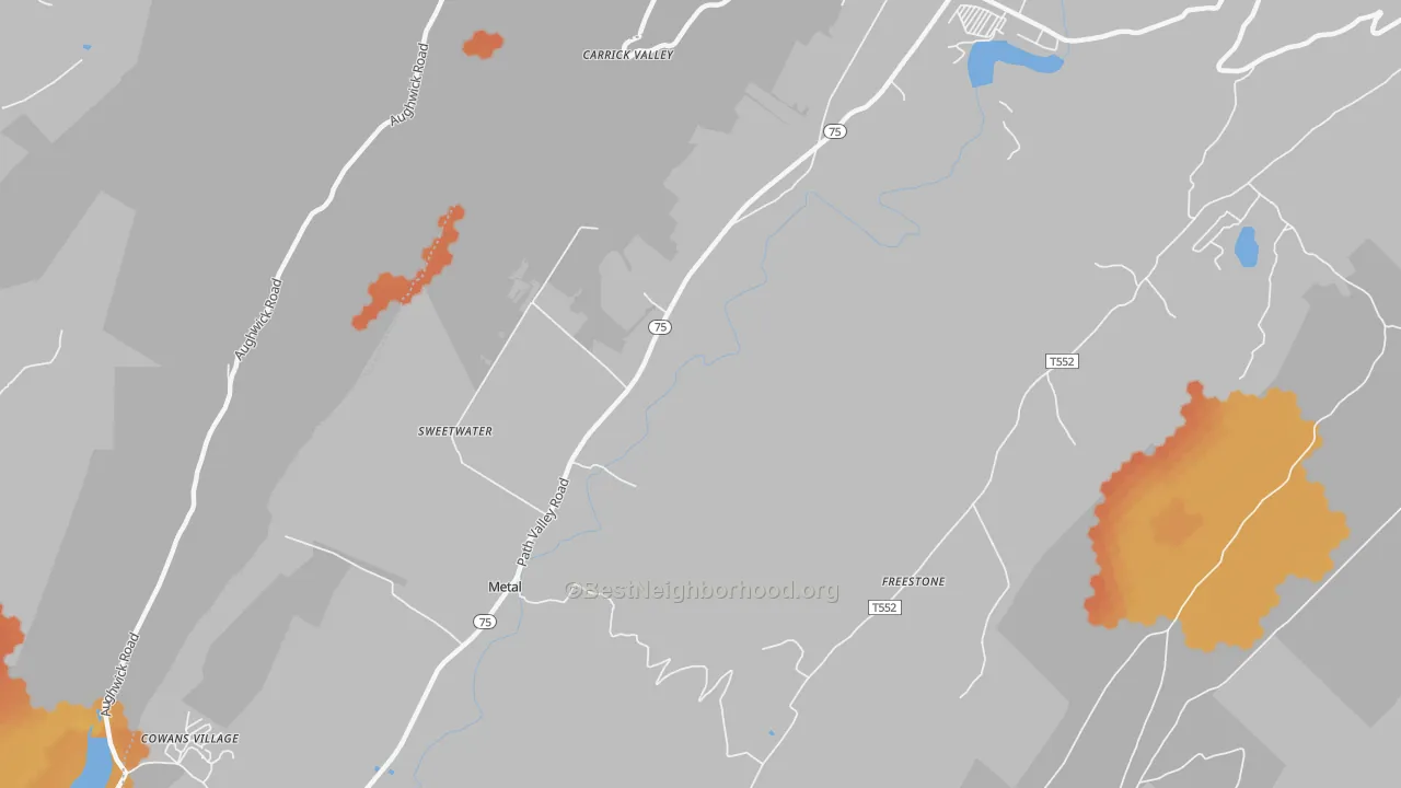 Bike Grade map of Metal, PA
