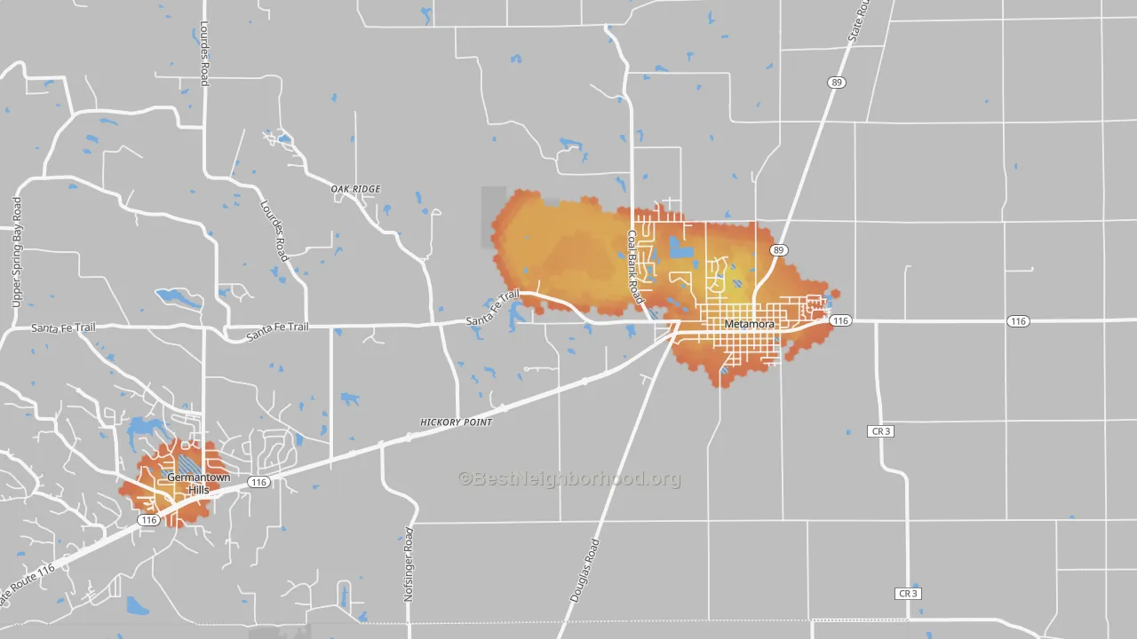 Bike Grade map of Metamora, IL