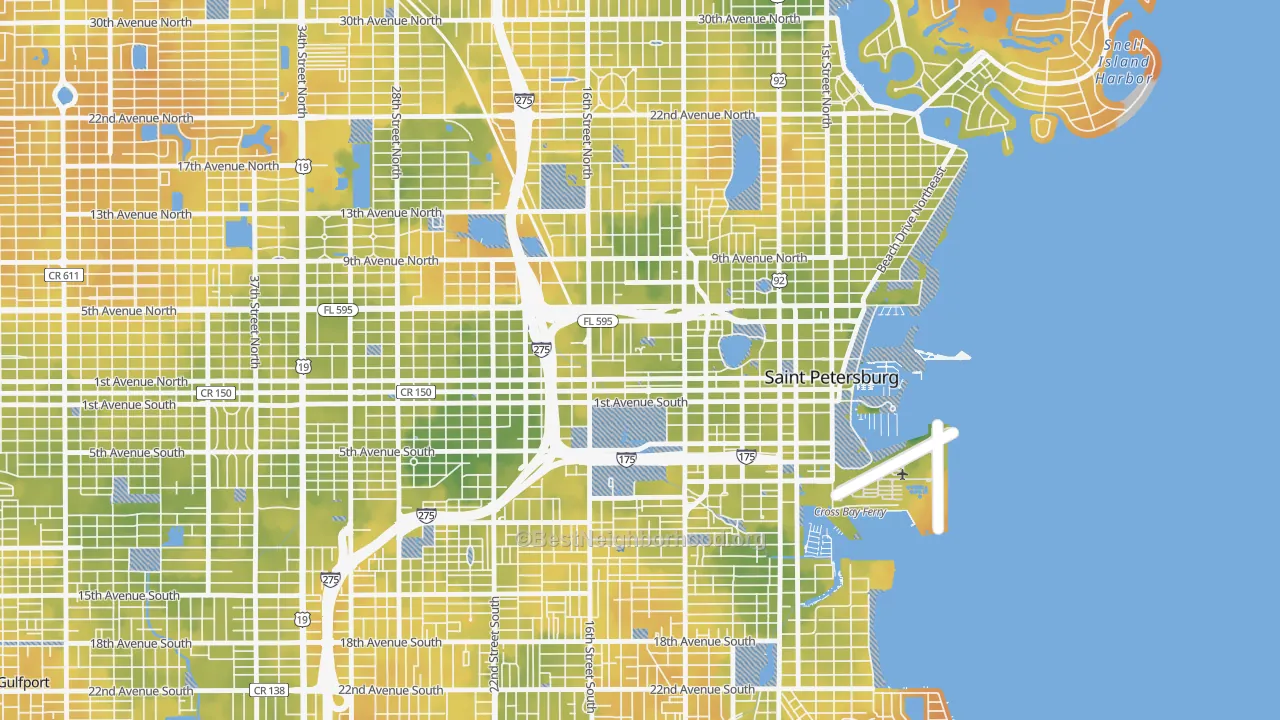Bike Grade map of Methodist Town, St. Petersburg, FL