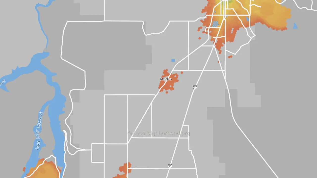Bike Grade map of Metolius, OR