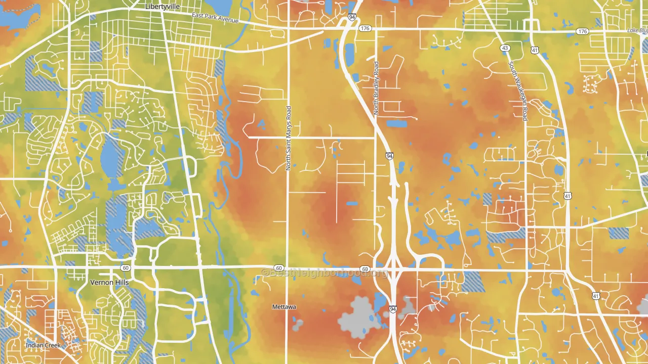 Bike Grade map of Mettawa, IL