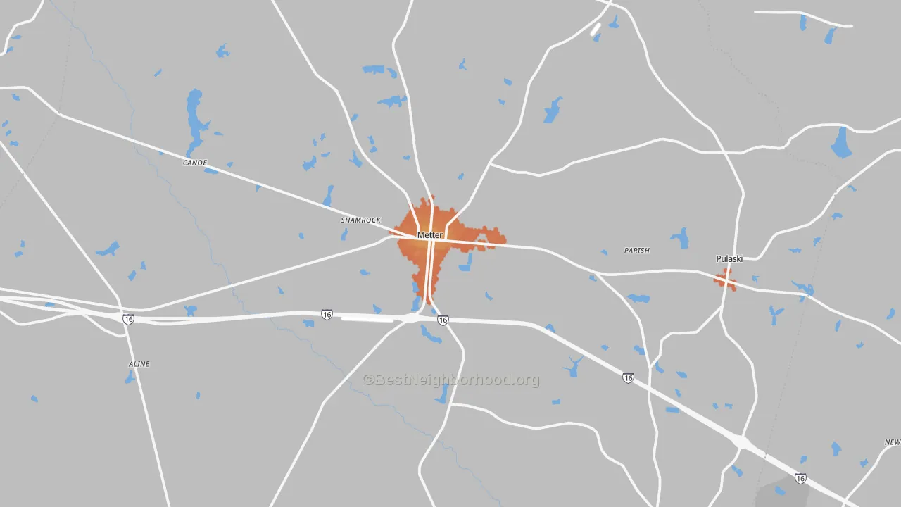 Bike Grade map of Metter, GA
