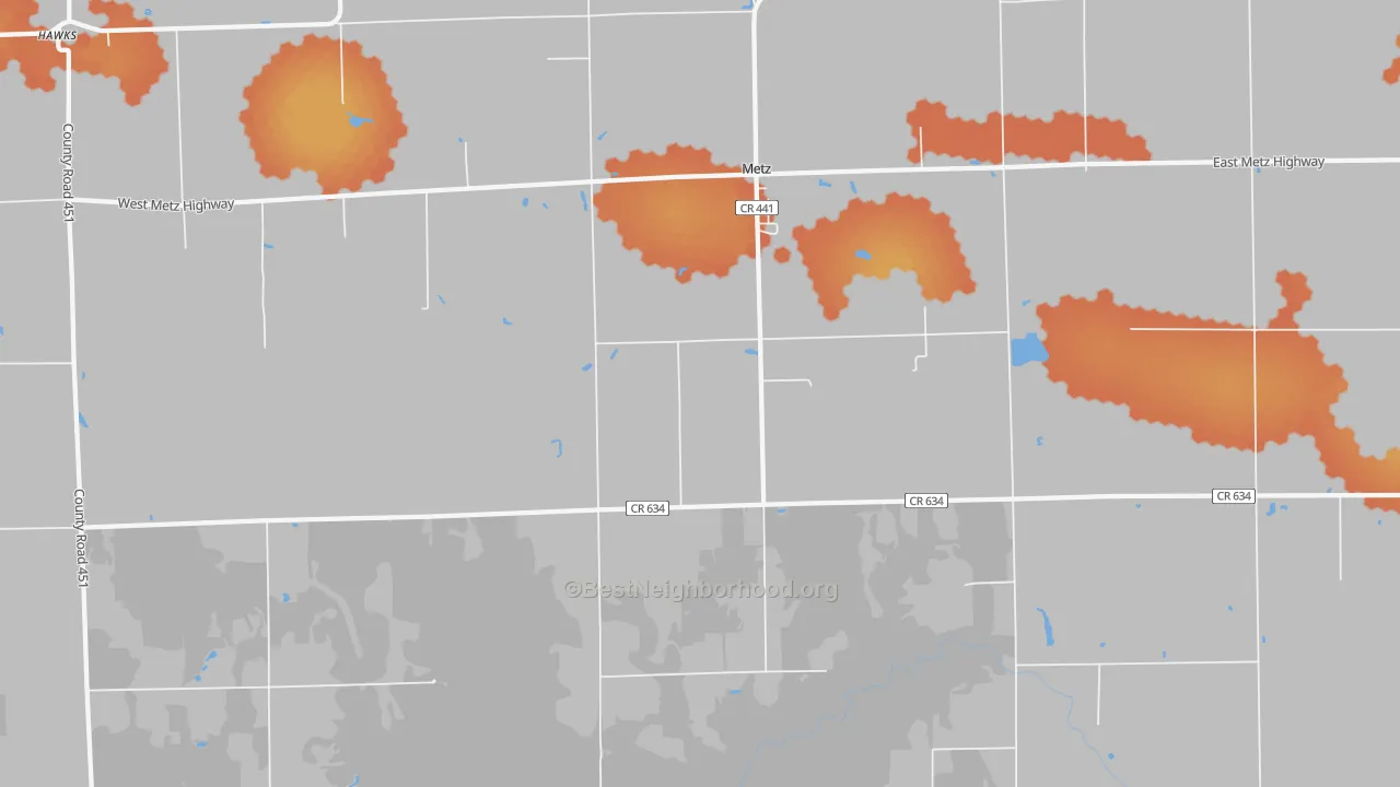 Bike Grade map of Metz, MI