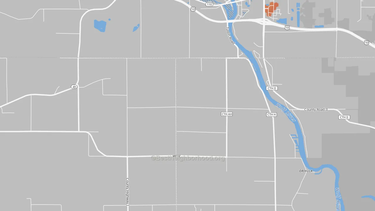 Bike Grade map of Metz, WI