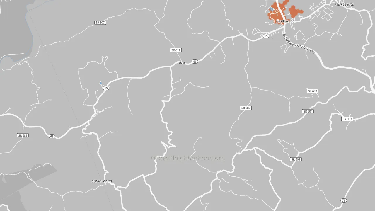 Bike Grade map of Mew, VA