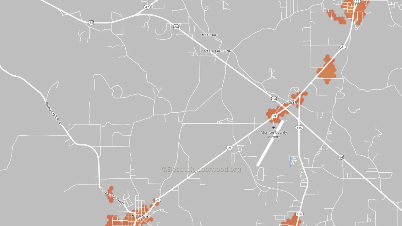 Bike Grade map of Mexia Crossing, AL