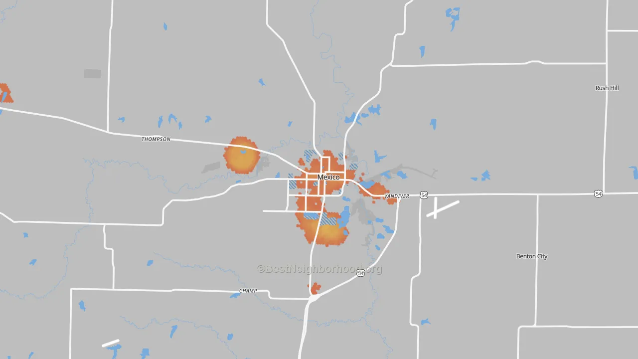 Bike Grade map of Mexico, MO