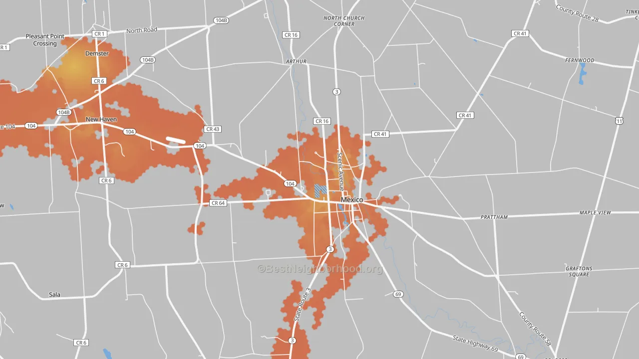 Bike Grade map of Mexico, NY