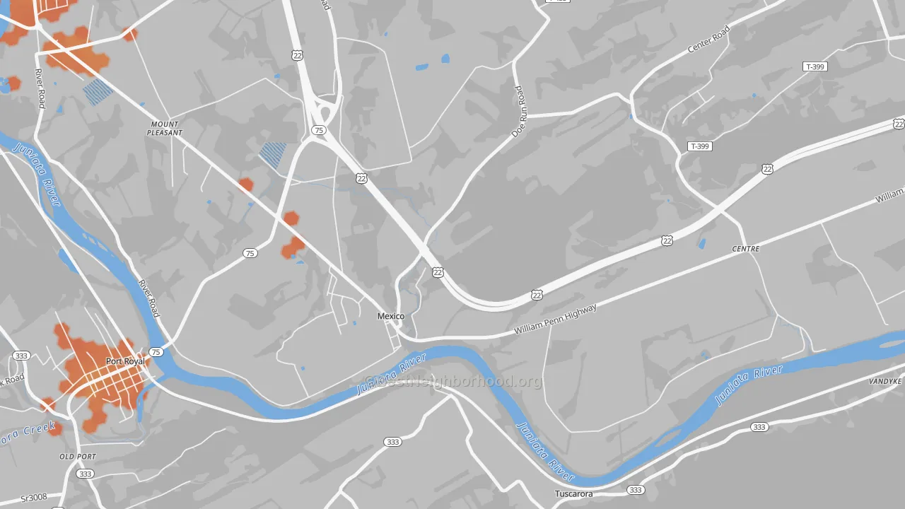Bike Grade map of Mexico, PA