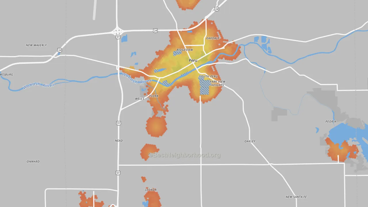 Bike Grade map of Miami County, IN