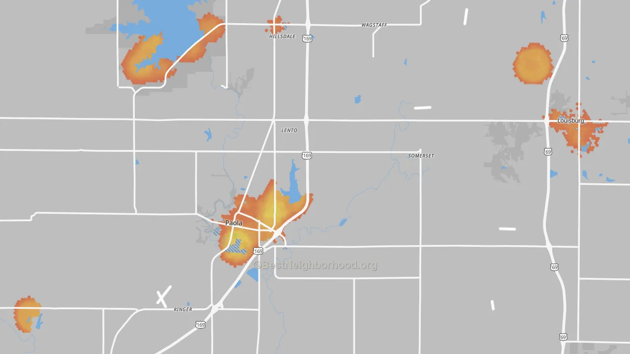 Bike Grade map of Miami County, KS