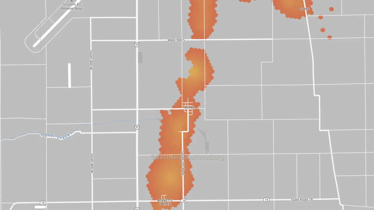 Bike Grade map of Miami, IN