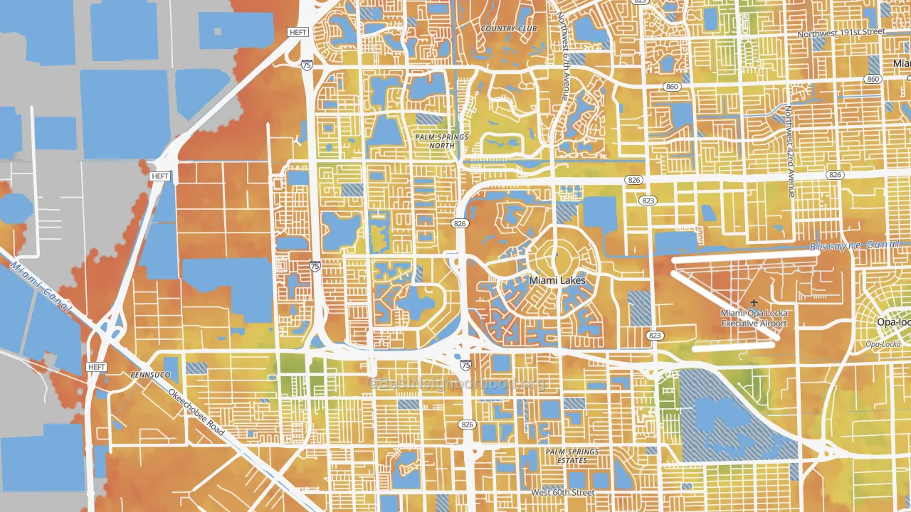 Bike Grade map of Miami Lakes, FL