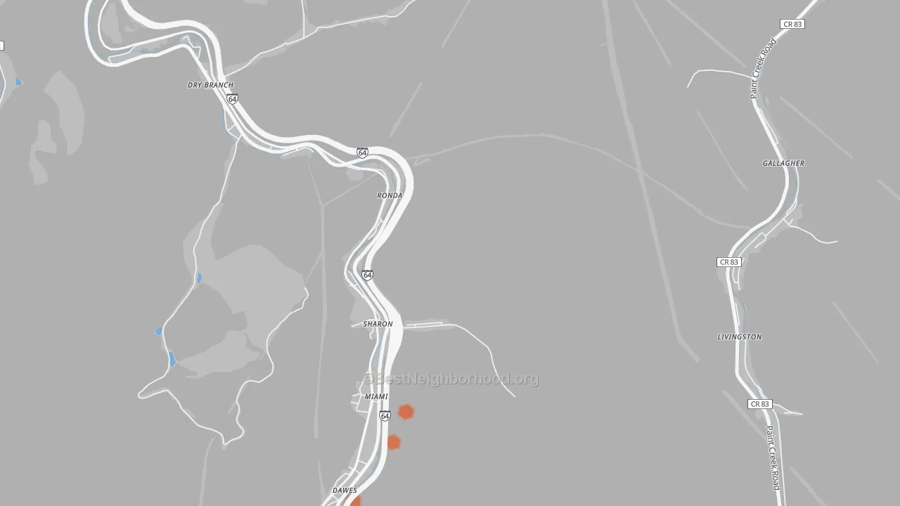 Bike Grade map of Miami, WV