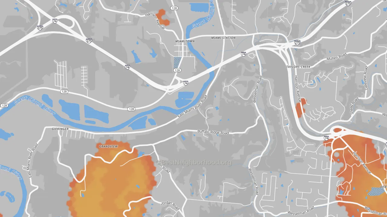 Bike Grade map of Miamitown, OH