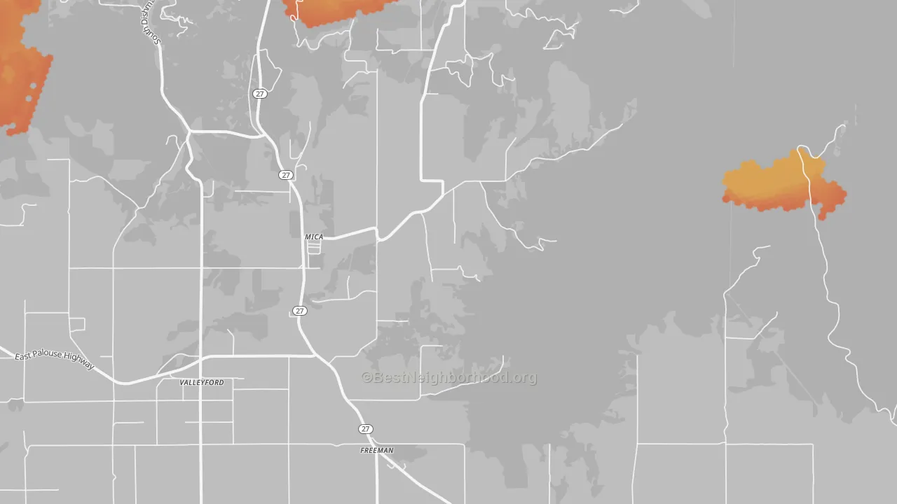 Bike Grade map of Mica, WA