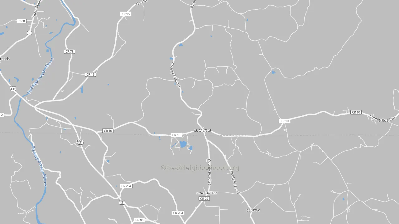 Bike Grade map of Micaville, AL