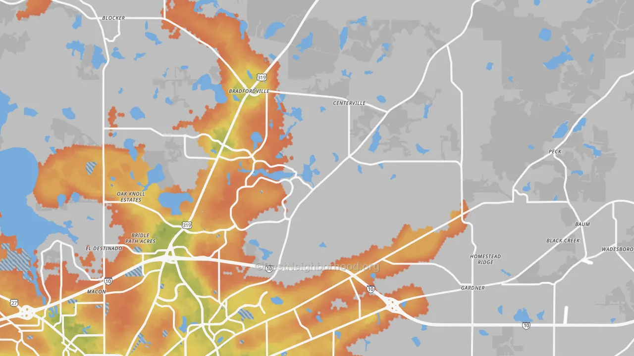 Bike Grade map of Miccosukee Cpo, FL