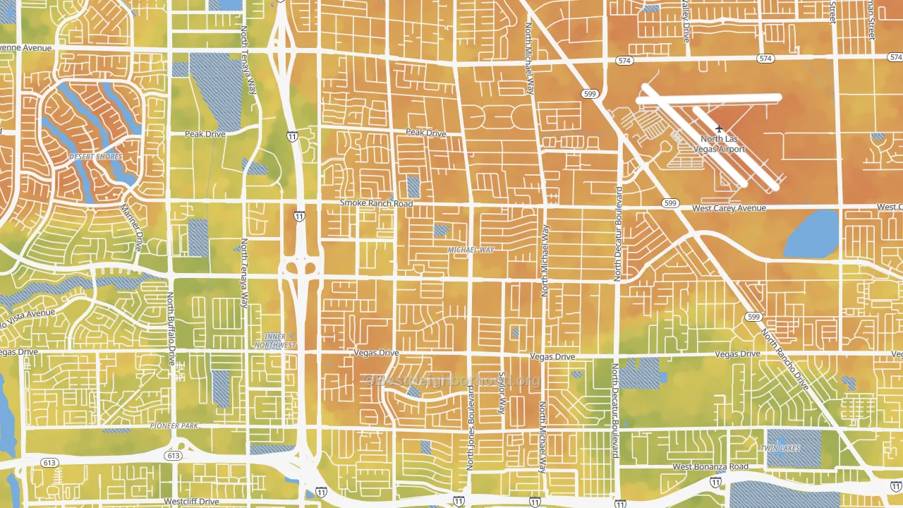 Bike Grade map of Michael Way, Las Vegas, NV