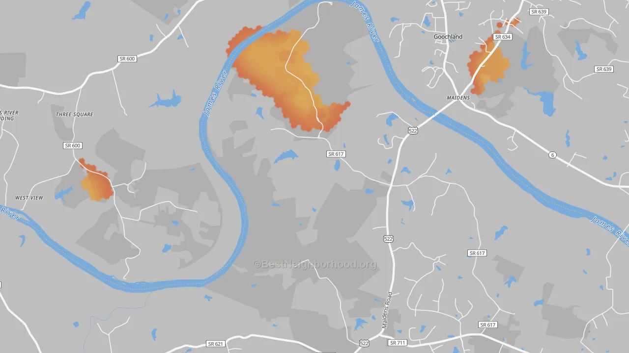 Bike Grade map of Michaux, VA