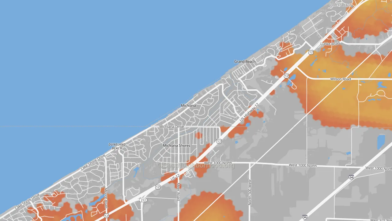 Bike Grade map of Michiana, MI
