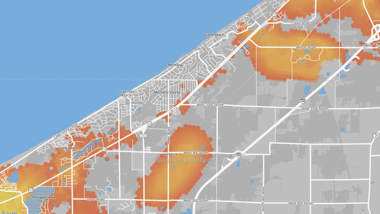Bike Grade map of Michiana Shores, IN