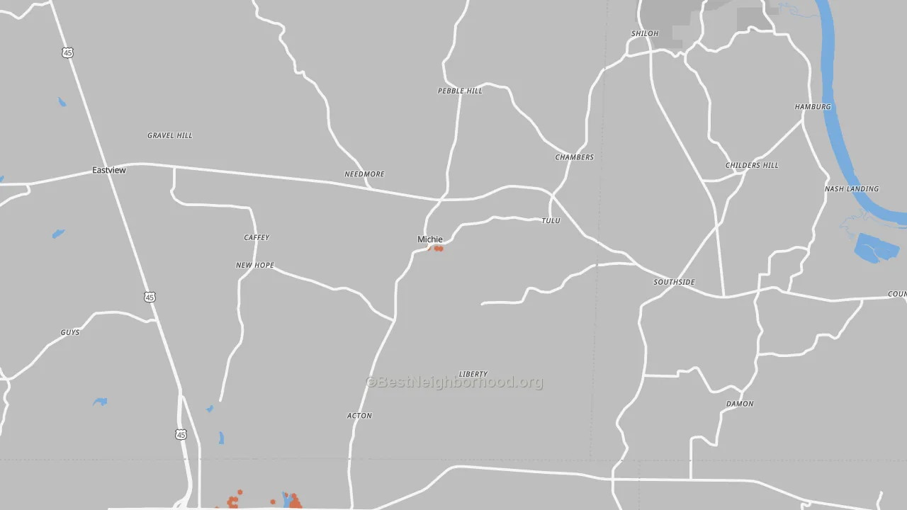 Bike Grade map of Michie, TN