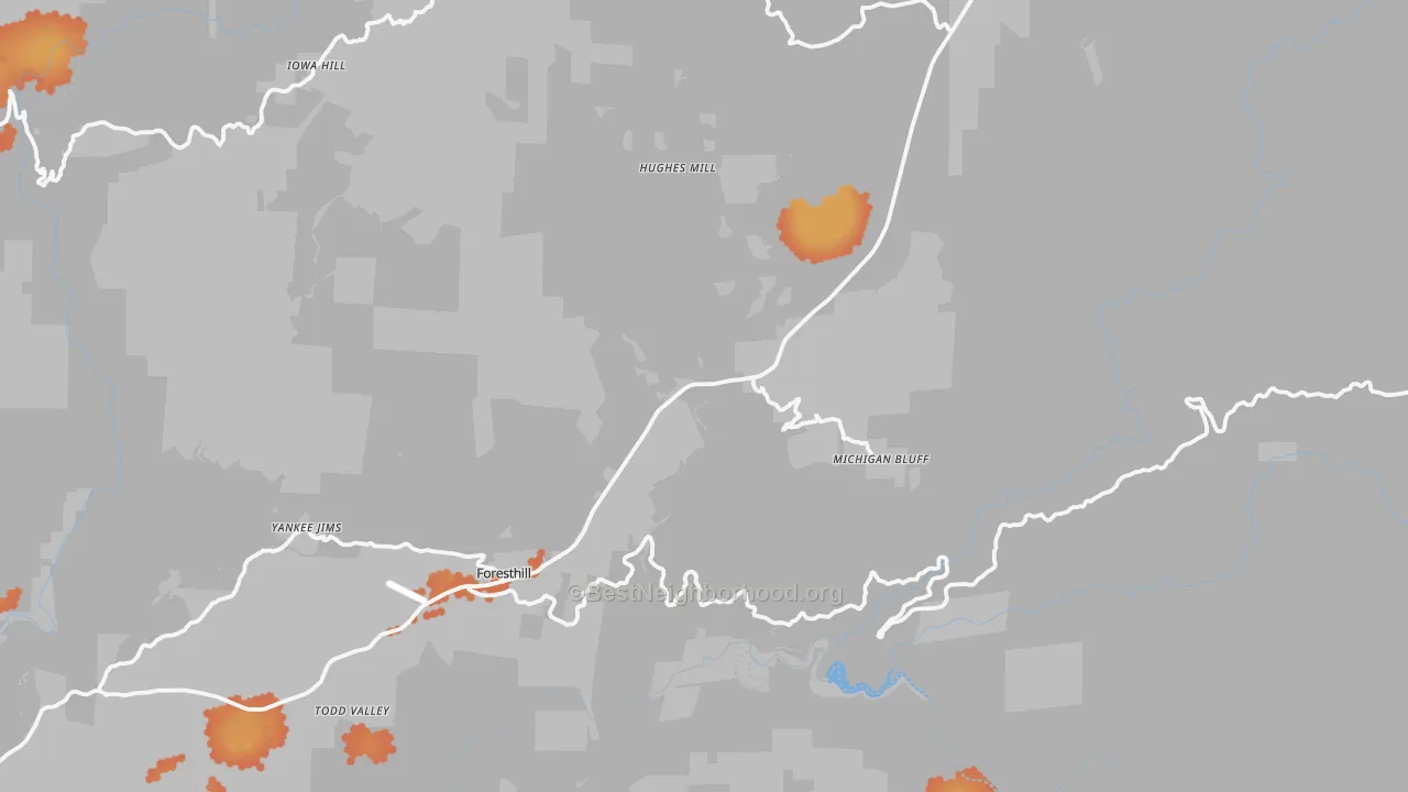 Bike Grade map of Michigan Bluff, CA