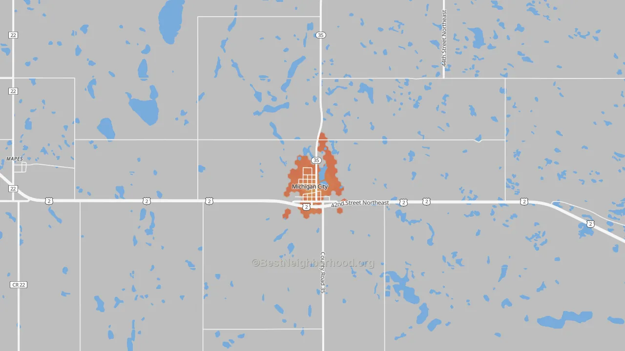 Bike Grade map of Michigan City, ND