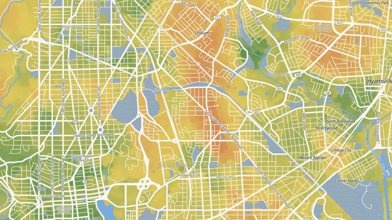 Bike Grade map of Michigan Park, Washington, DC
