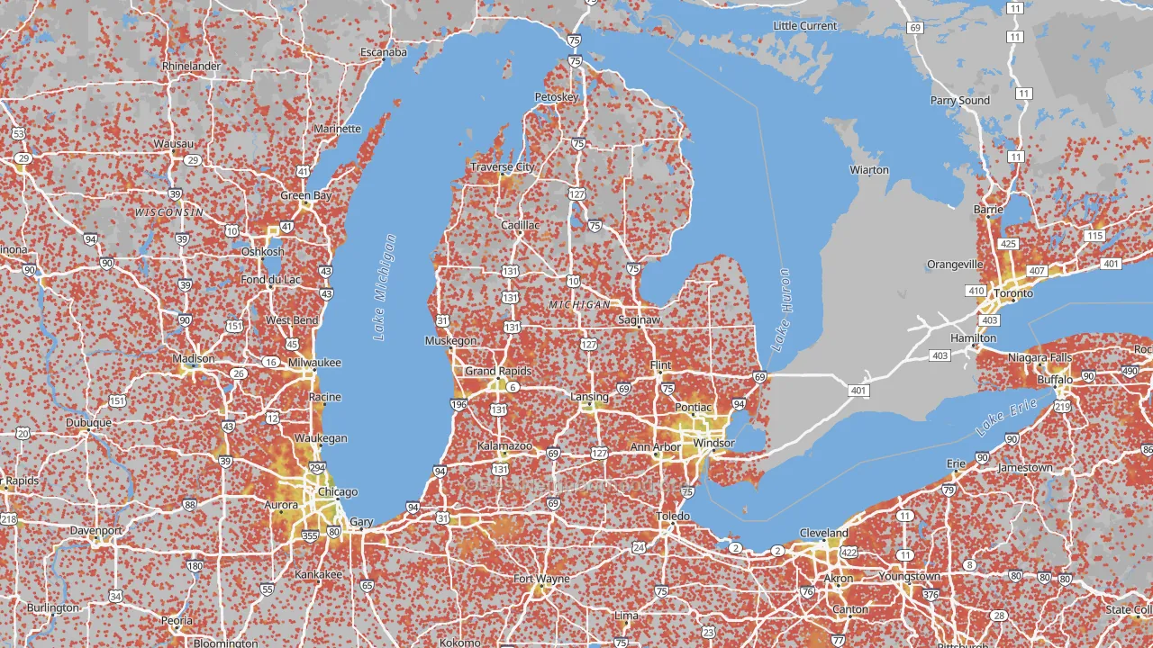 Bike Grade map of Michigan