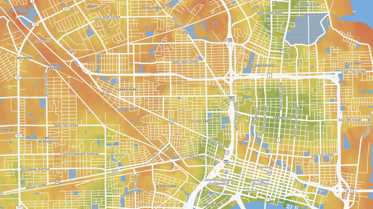 Bike Grade map of Mid-Westside, Jacksonville, FL