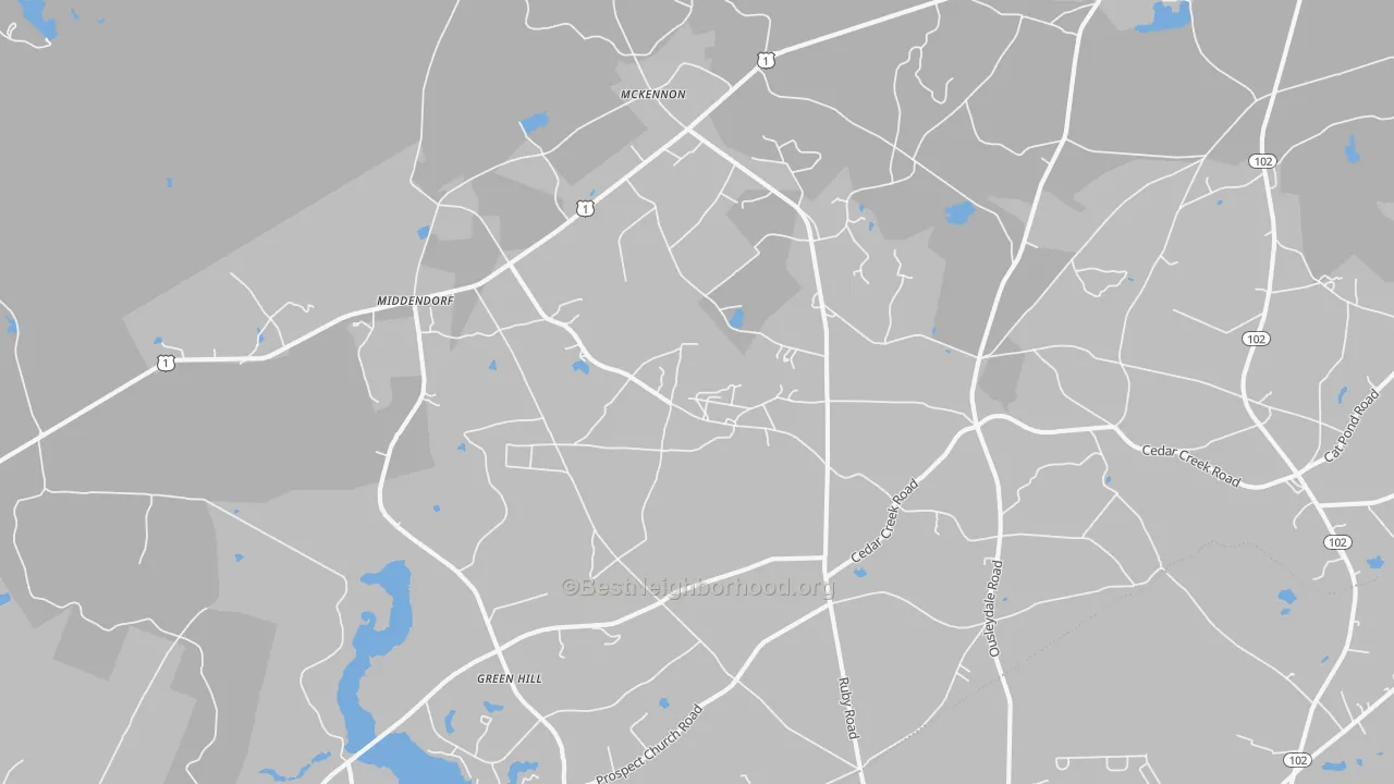 Bike Grade map of Middendorf, SC