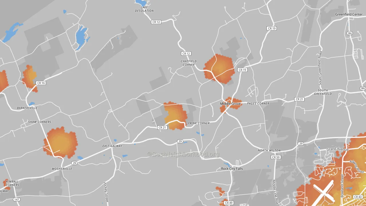 Bike Grade map of Middle Grove, NY