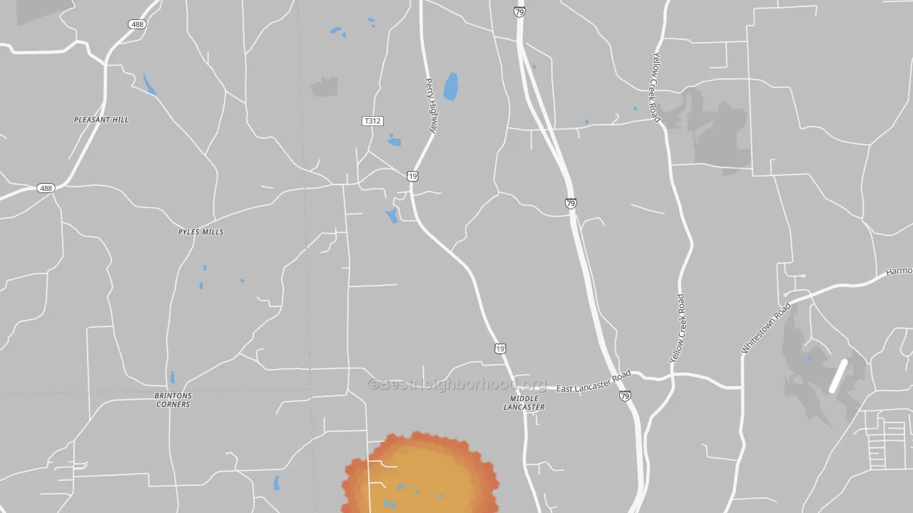 Bike Grade map of Middle Lancaster, PA