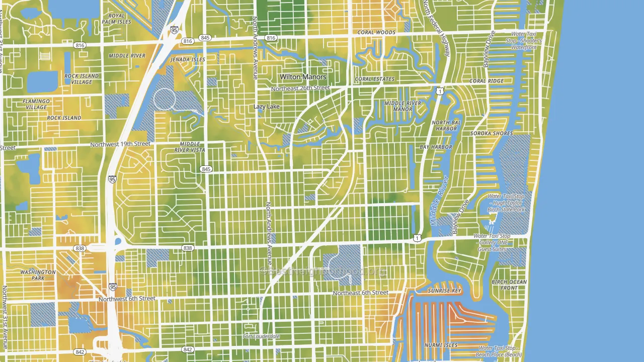 Bike Grade map of Middle River Terrace, Fort Lauderdale, FL