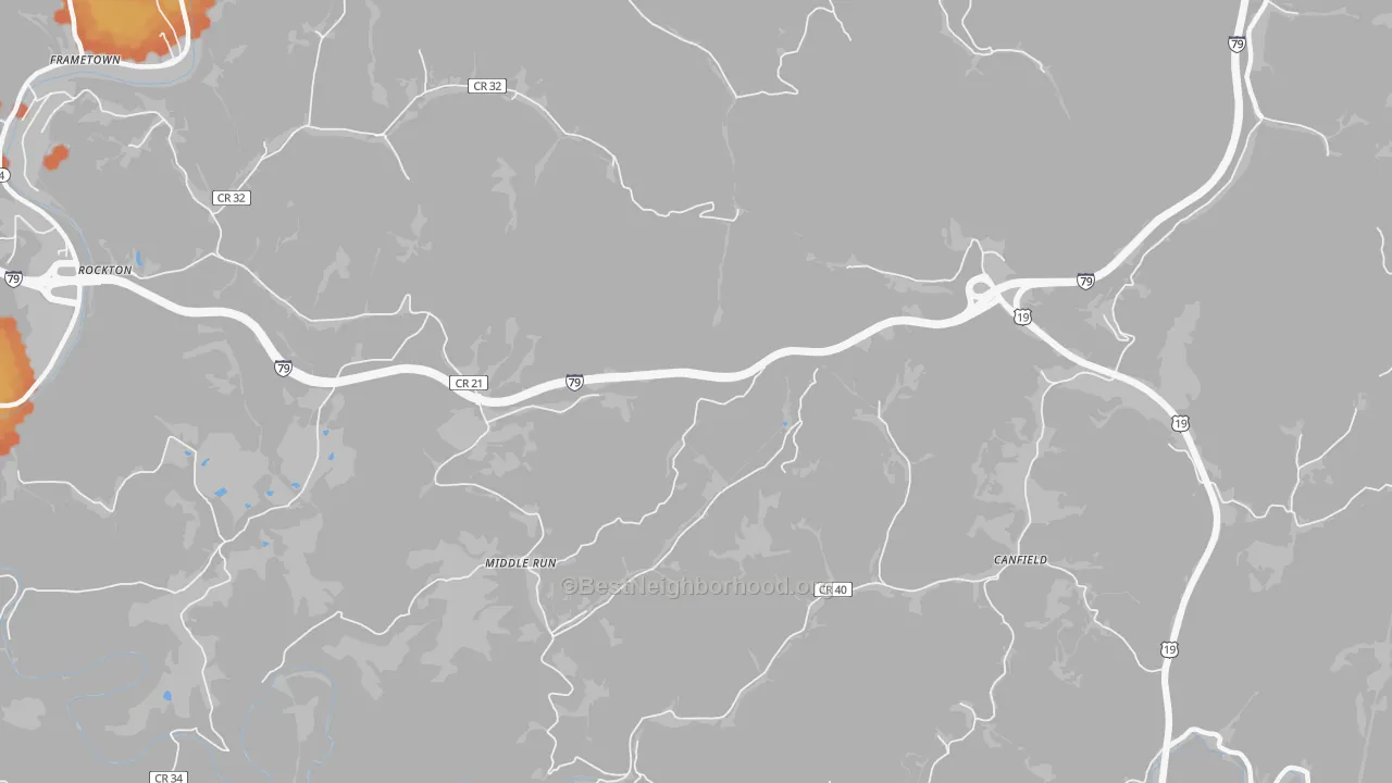 Bike Grade map of Middle Run, WV