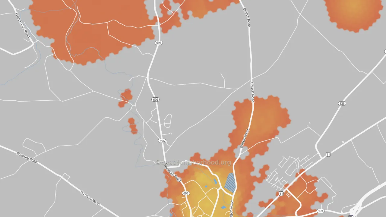 Bike Grade map of Middle Spring, PA