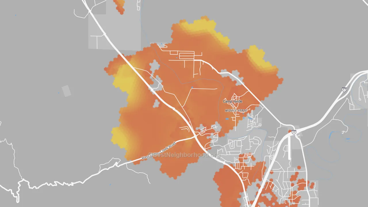 Bike Grade map of Middle Verde, AZ