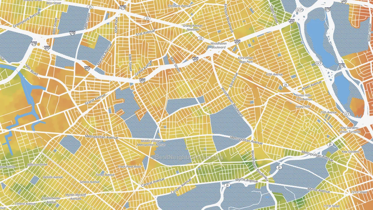 Bike Grade map of Middle Village, Queens, NY