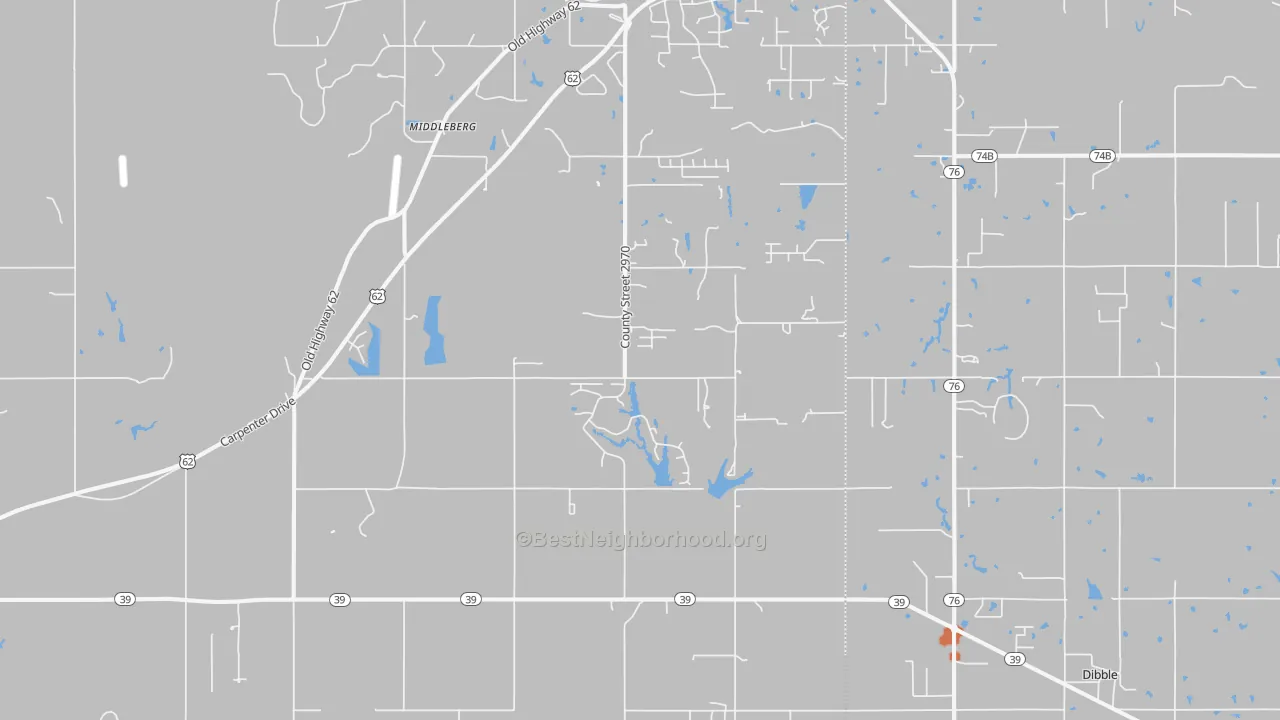 Bike Grade map of Middleberg, OK