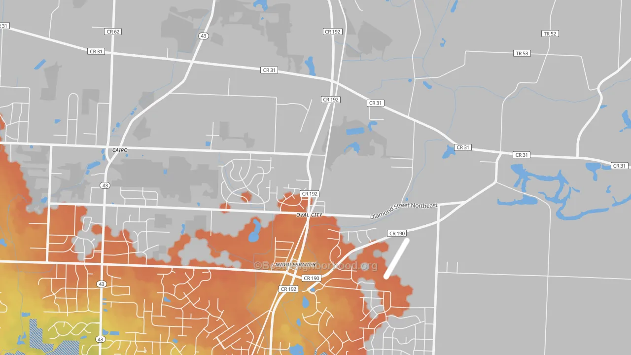 Bike Grade map of Middlebranch, OH