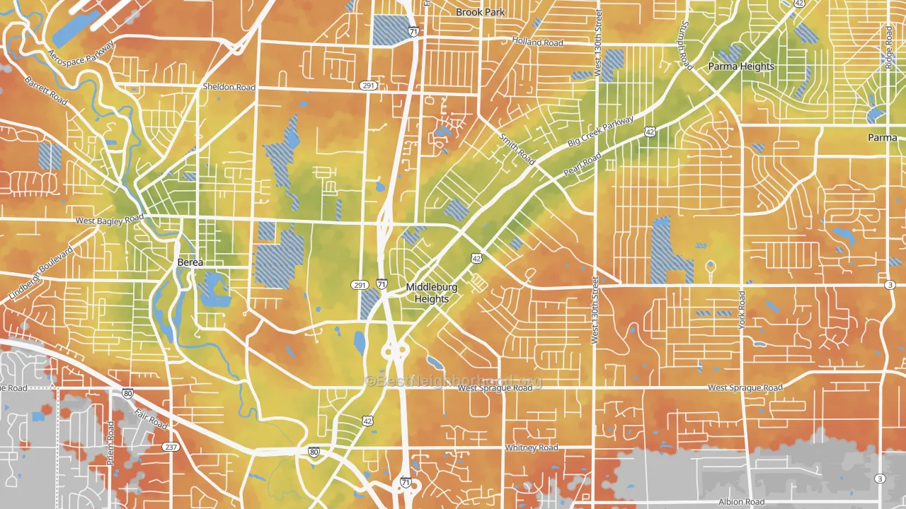 Bike Grade map of Middleburg Heights, OH